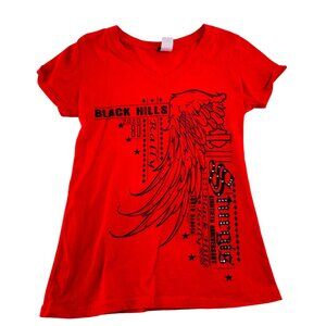 Harley-Davidson Sturgis 80th Anniversary Black Hills Rally Red Tee V‎ Neck
